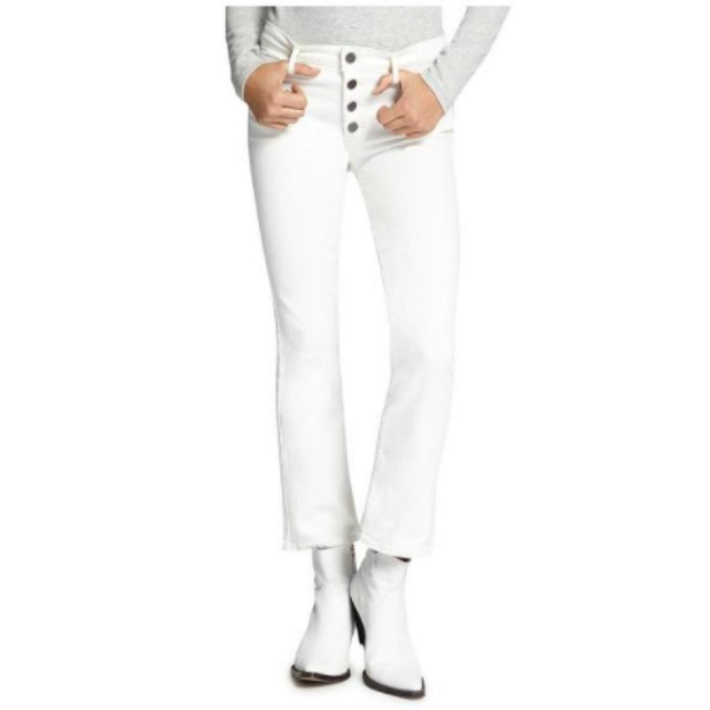 Sanctuary white denim button fly crop pants 16